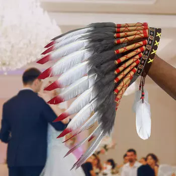 Indian Artificial Feather Headdress,Headwear for Holiday Role Play Fancy Dress