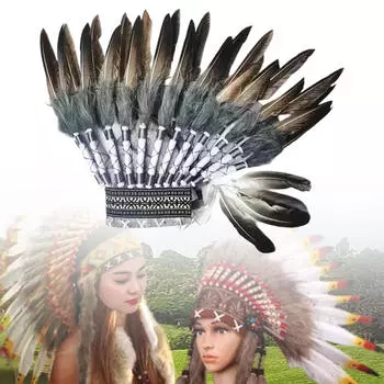 Indian Artificial Feather Headdress Headwear Trendy Lightweight Hat Cosplay for Stage