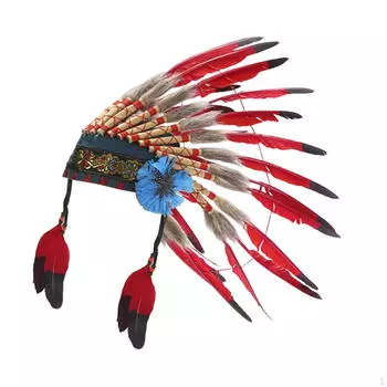 Indian Headdress Adjustable Costume Accessories for Fancy Dress красный