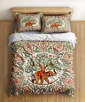Indian Tribal Elephants Duvet Cover Set King Queen Double Twin Single Bed Linen Set 140x210cm