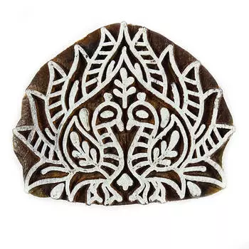 Indian Wooden Peacock Stamps Wood Block Stamp Handcarved Printing Block 2.3 x 2 Inches коричневый