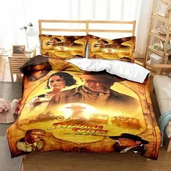 Indiana Jones The Dial of Destiny Stylish Bedding Set Single Double King Size Boys Bedroom Quilt Cover Duvet Cover Set Gift EU Single 135x200cm