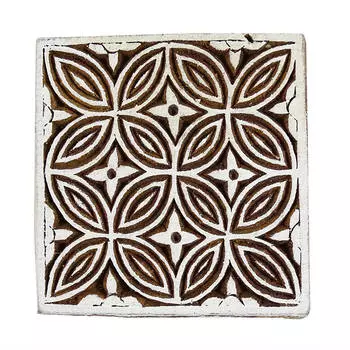 Indianbeautifulart Цветочная марка Текстильная марка Индийские коричневые деревянные марки Ручная печать 2.1 x 2.1 Inches (Approx) коричневый