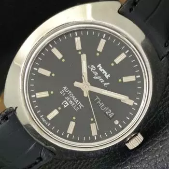 ИНДИАНСКИЕ HMT RAJAT 6501 АВТОМАТИЧЕСКИЕ МУЖСКИЕ ЧАСЫ DAY&DATE ЧЕРНОГО ЦИФЕРБЛАТА a431920-2 R109-a431920