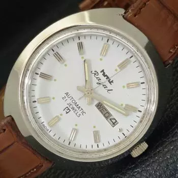 ИНДИАНСКИЕ HMT RAJAT 6501 АВТОМАТИЧЕСКИЕ МУЖСКИЕ ЧАСЫ DAY&DATE БЕЛОГО ЦИФЕРБЛАТА a431917-2 R109-a431917