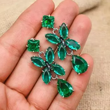 Indicolite Gemstone Handmade 925 Solid Silver Jewelry Earring For Thanksgiving