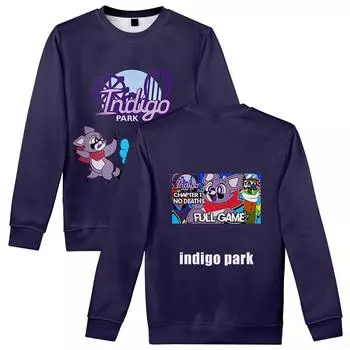 Indigo Park Oversize Hoodie Women Men O-neck Long Sleeve Crewneck Толстовка Casual Tracksuit Funny Clothes XS