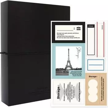 Альбом для хранения Индиго на четыре кармана 84 кармана, 28 листов + набор пользовательских наклеек