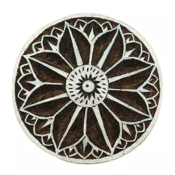 Индийская деревянная цветочная печатная марка, вырезанная вручную текстильная марка для вырезок 3.7 D Inches коричневый