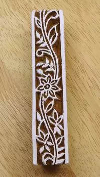 Индийская деревянная декоративная деревянная текстильная печать ручной работы с цветочным печатным блоком 4 x 1 Inches