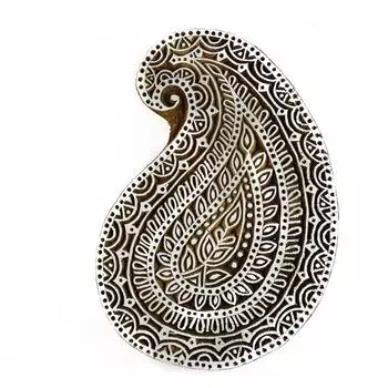 Индийская деревянная ткань штампует деревянную печать Пейсли блока печатания декоративную 7 x 4 Inches коричневый