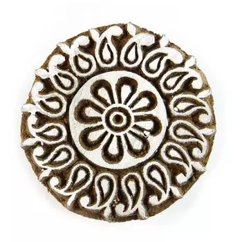 Индийская деревянная ткань штампует штамп деревянного блока печатания флористический декоративный 1.9 Inches