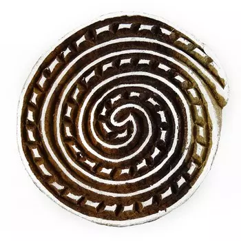 Индийская деревянная ткань штемпелюет деревянную печать спирали блока печатания декоративную 2.1 x 2.2