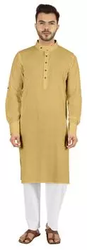 Индийская мужская пижама из 2 предметов курта Atasi, хлопок, повседневная длинная повседневная длинная одежда 2X бежевый