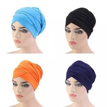 Индийская шляпа Шарф Шляпа Кепка с запахом Кепка из эластичного хлопка с длинным хвостом на конце 58cm фиолетовый