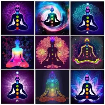 Индийская статуя Будды, медитация, холст, картины, принты, семь чакр, мандала, психоделическая йога, бохо, настенные художественные фотографии, домашний декор 21cm30cm NoFrame