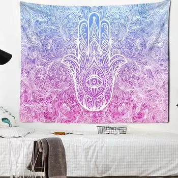 Индийская статуя пальмового глаза, медитация, 7 чакр, гобелен, настенный гобелен с мандалой, настенное покрытие, психоделический декор в стиле бохо 100X75CM