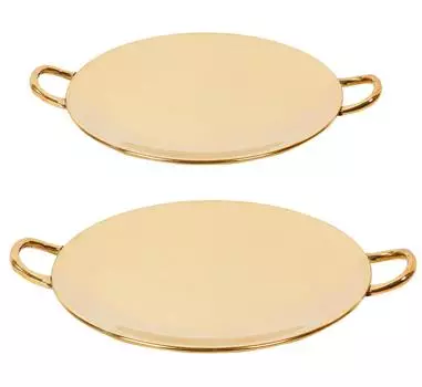 Индийская традиционная сервировка Trifri Tawa с ручкой, аутентичная столовая посуда, столовая посуда, набор из 2 латунных принадлежностей Option2-6.8 inches