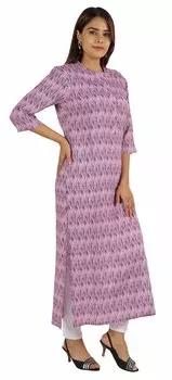 Индийские этнические курти с принтом мумийя для женщин, длинный прямой воротник-стойка с воротником-стойкой 3XL светло-розовый