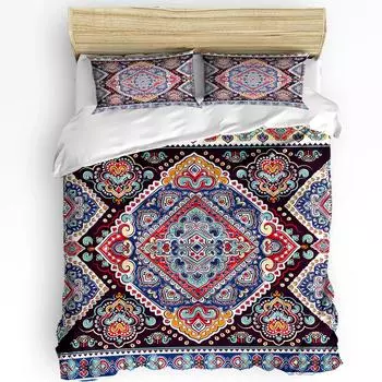 Индийские цветы Пододеяльник Кровать Постельное белье Комплект Для Двуспальной Кровать Домашний Текстиль Пододеяльник Наволочки Спальня Постельное белье Комплект (Нет листа) EU single(135x200cm)