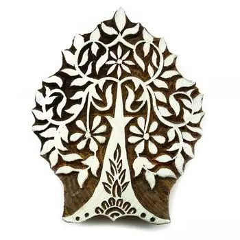 Индийские деревянные блоки, резные текстильные штампы, коллекционные декоративные блоки 5.2 x 4 Inches коричневый