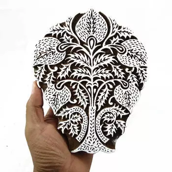 Индийские деревянные блоки, резные текстильные штампы, коллекционные декоративные блоки 7.2 x 5 x 1 Inches