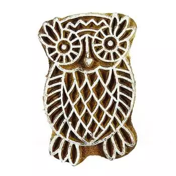 Индийские деревянные штампы совы текстильный печатный блок вырезанный вручную печатный блок 2.5X1.5 Inches коричневый