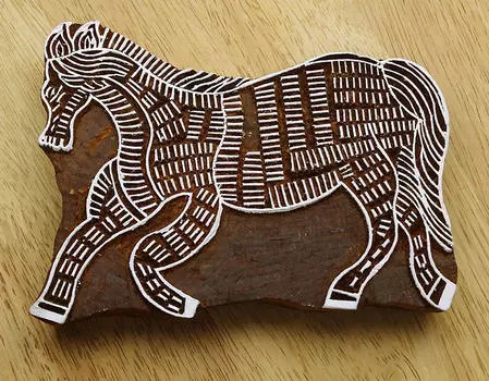 Индийские деревянные штампы Текстильный печатный блок ручной работы Штамп Лошадиный блок 5.3 x 4