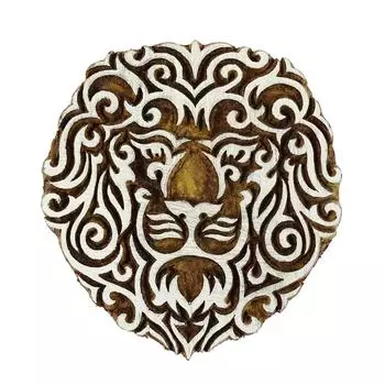 Индийские деревянные текстильные штампы Печать льва на деревянном блоке Декоративный блок 4 x 3.8 Inches