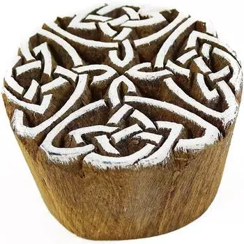 Индийские марки кельтские ручной работы печатные блоки текстильные деревянные декоративные 3 Diameter Inches коричневый