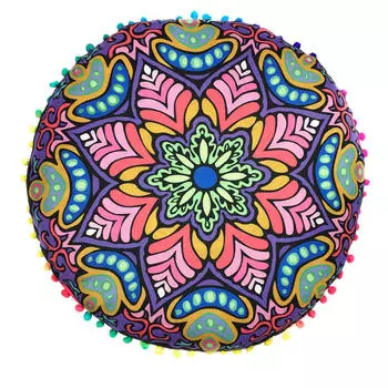 Индийские напольные подушки, круглые богемные подушки, подушки, чехол фиолетовый