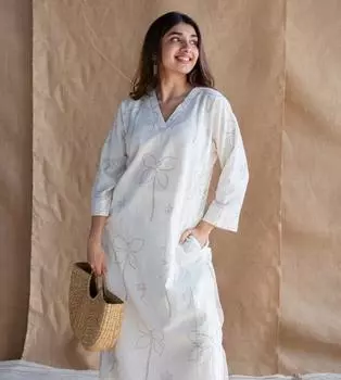 Индийский Болливуд Топ Туника Курта Палаццо Комплект Женская Дизайнерская Вечерняя Одежда Курти Платье M белый