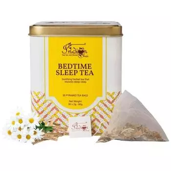 Индийский чай – чай для сна перед сном, 30 пакетиков-пирамидок с цветком страстоцвета, корнем валерианы, цветком ромашки, готу колой и т. д. для спокойного сна