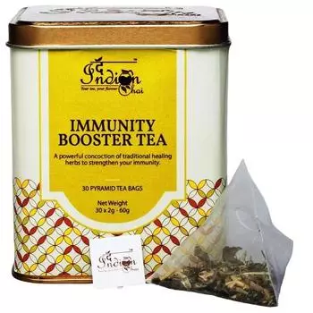 Индийский чай - укрепляющий иммунитет чай, 30 чайных пакетиков-пирамидок для лучшей защиты от простуды, кашля и стресса, отлично подходит для семей, матерей и детей