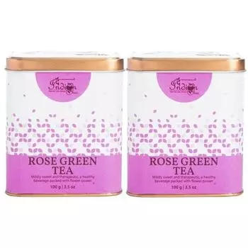 Индийский чай - зеленый чай с розой 200 г с лепестками розы гулаб для сияющей кожи, богат витамином С, натуральное средство от стресса, помогает иммунитету