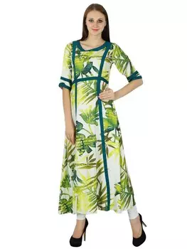 Индийский цветочный принт Bollywood Kurta Women Ethnic Kurti Rayon Top Tunic Dress 10