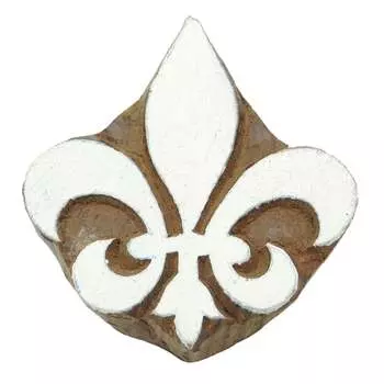 Индийский деревянный деревянный блок печати французский символ штамп декоративный блок 3 x 3.3 Inches коричневый