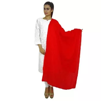 Индийский длинный палантин Dupatta Chunni из смеси хлопка, шарф с запахом на шею, бросок Wih One size красный