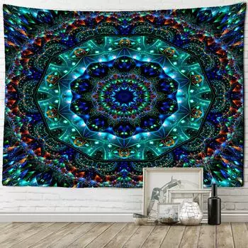 Индийский гобелен с мандалой, настенный Гобелен в богемном стиле, хиппи Тапиз, колдовство, общежитие, спальня, домашний декор 95x73CM