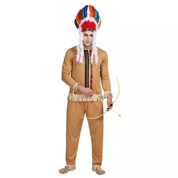 Индийский костюм для взрослых, костюм храброго пещерного человека, воина на Хэллоуин M