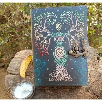 Индийский кожаный журнал ручной работы «Мать земли» бумажный журнал с декольными краями 7 x 5 in