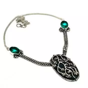 Индийский мох, агат, индиколит, турмалин, драгоценный камень, подарочное ювелирное ожерелье, 18 дюймов 18 зелёный