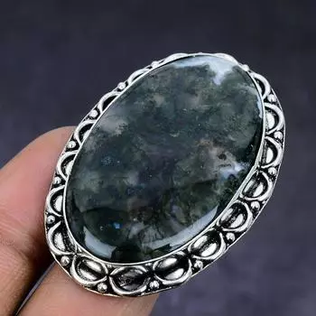Индийский моховой агат драгоценный камень 925 стерлингового серебра подарочное ювелирное кольцо размер 9 u4M28