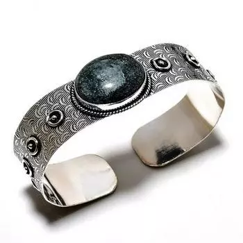 Индийский моховый агат, драгоценный камень 925 пробы, посеребренный ювелирный браслет ручной работы, браслет-манжета