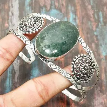 Индийский моховый агат, драгоценный камень, регулируемый ювелирный браслет ручной работы из стерлингового серебра 925 пробы для нее Adjustable зелёный