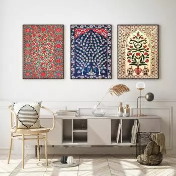 Индийский народный цветок, холст, живопись, абстрактное искусство, принты, индийский винтажный постер, подарок путешественнику, современные настенные панно, декор для дома и комнаты 21x30cm No Framed