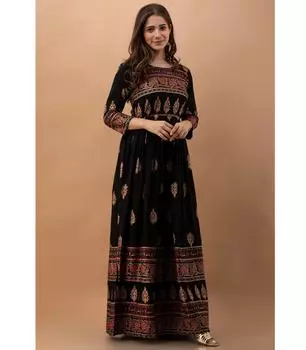 Индийский Пакистанский Топ Туника Анаркали Платье Болливуд Вечерняя Одежда Этническая Длинная Курти Женщины S чёрный