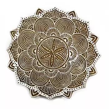 Индийский печатный блок с деревянной рамкой Штамп с цветочным блоком Текстильные марки 5.7 x 5.7 Inches