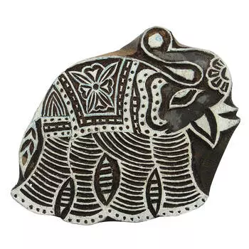 Индийский слон Деревянный блок Искусство ручной работы Деревянный штамп Штамп для вырезок 5 L X 4.3 W Inches коричневый