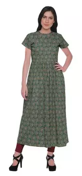 Индийский топ с принтом Moomaya, длинное платье-курти, хлопковые платья-туники для женщин 2XL тил зеленый